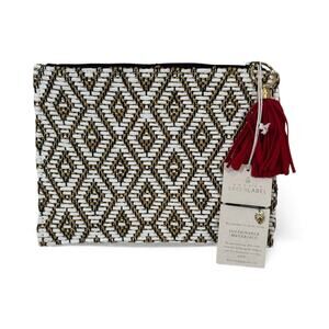 Quagga Green Label Party Clutch Black White Gold Woven Red Tassel Boho Purse